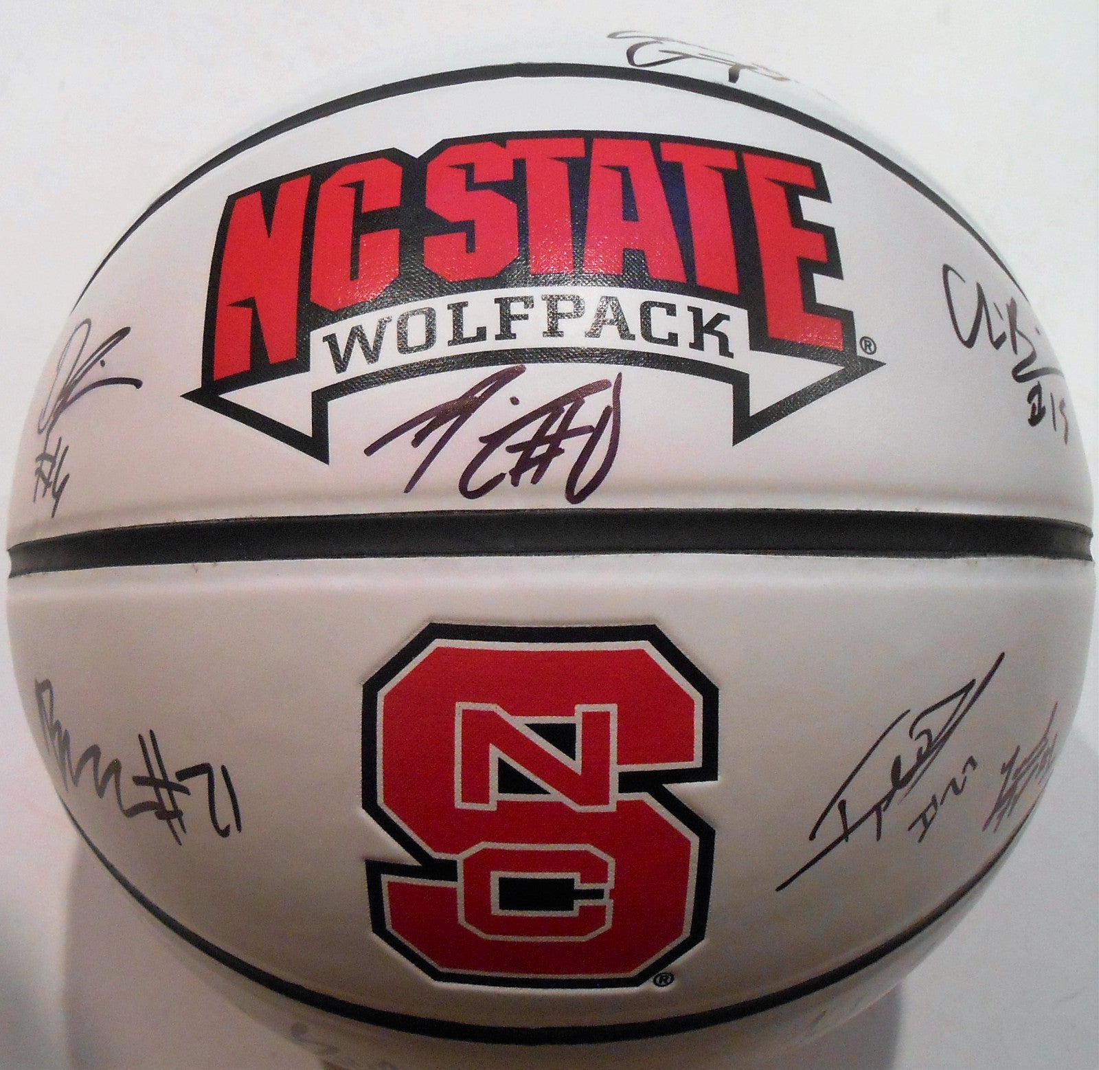 2016-17 Team Signed NC State Wolfpack Logo Basketball w/COA North Carolina C