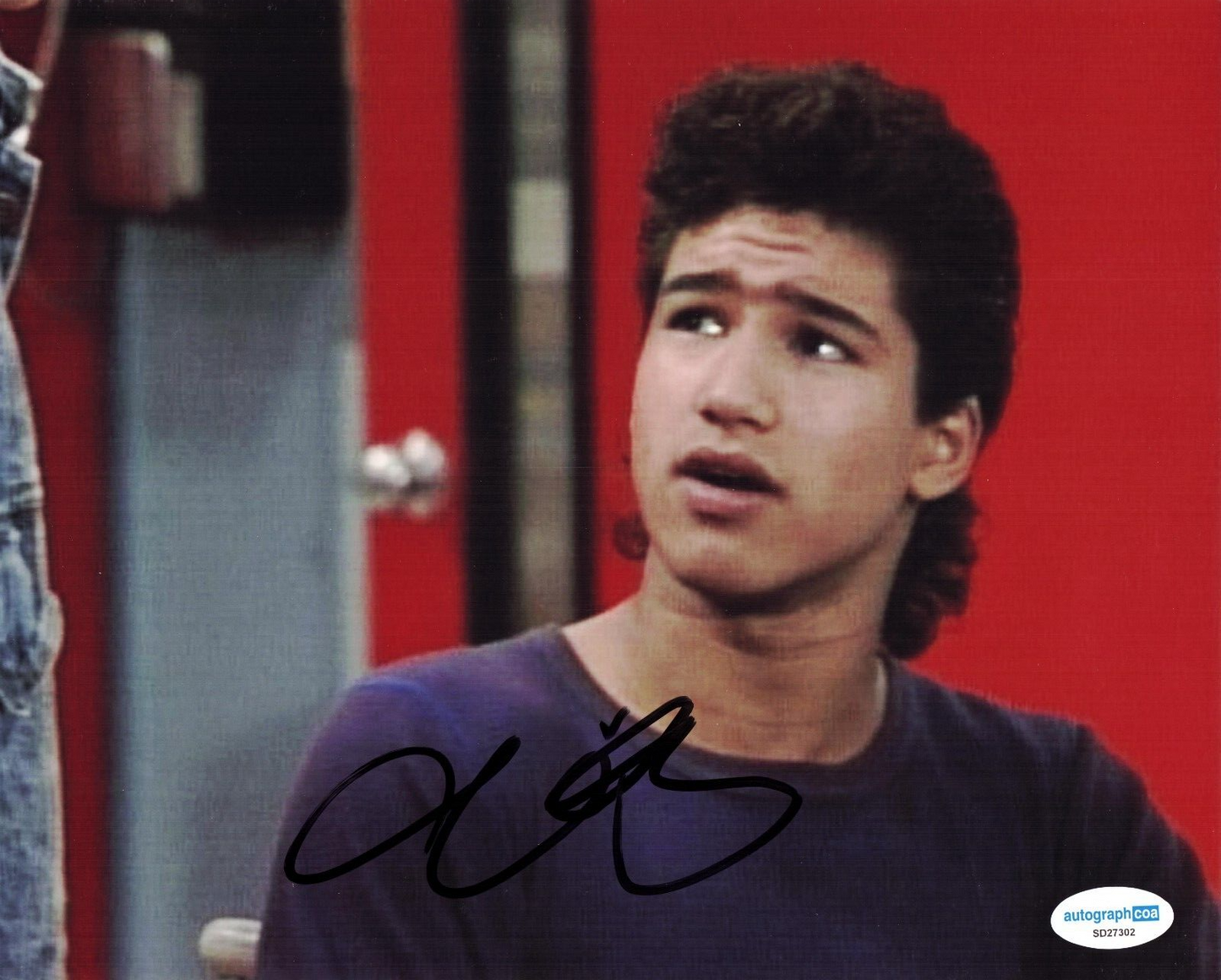 Mario Lopez Signed Saved  By The Bell AC Slater 8x10 Photo w/ACOA SD27302