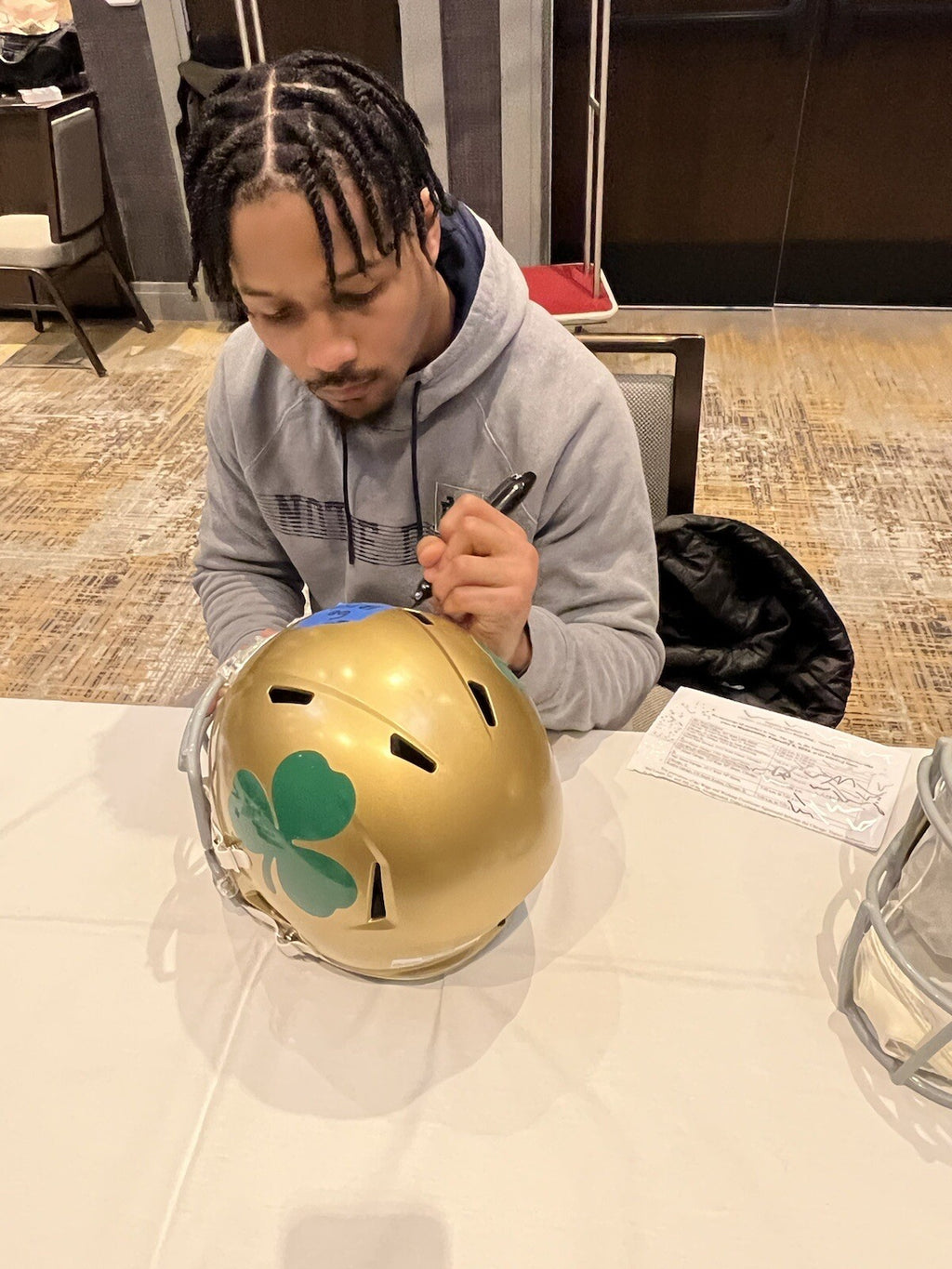 Chris Tyree Signed Notre Dame Fighting Irish Mini Football Helmet w/JSA COA