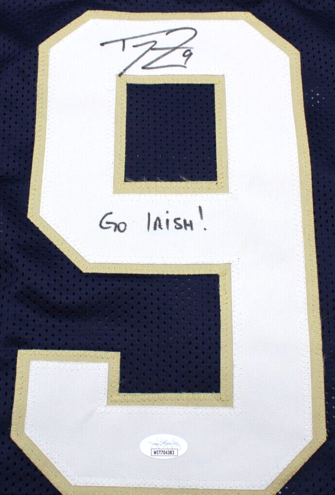 Tom Zbikowski Signed Custom Blue Notre Dame Football Jersey w/JSA COA Witness