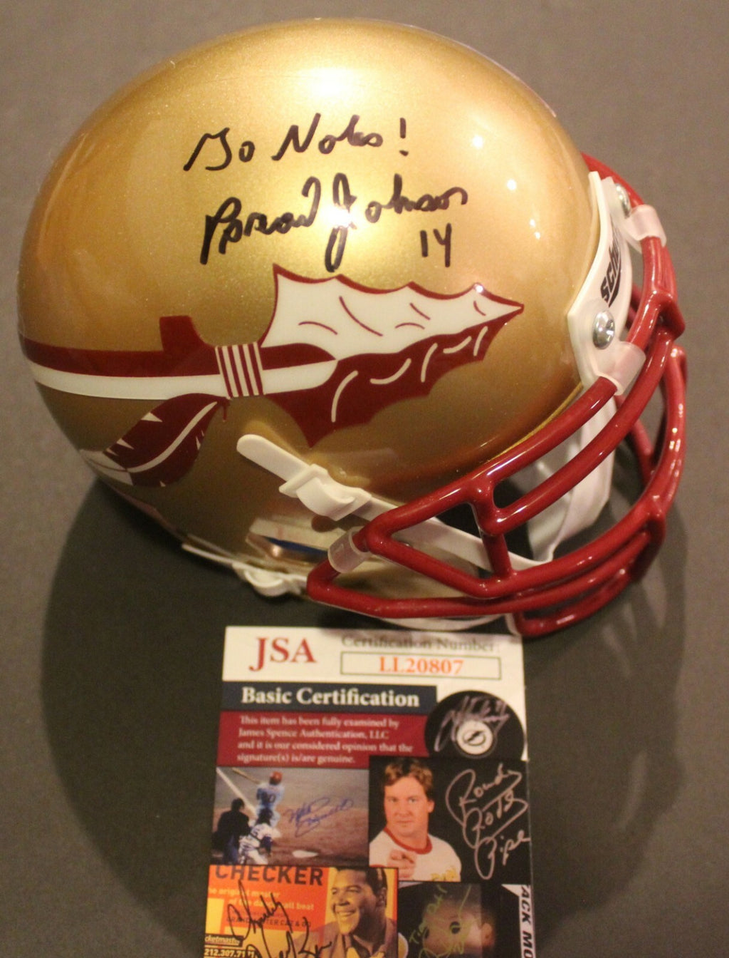 Brad Johnson Signed Florida State Mini Football Helmet w/JSA COA LL20807