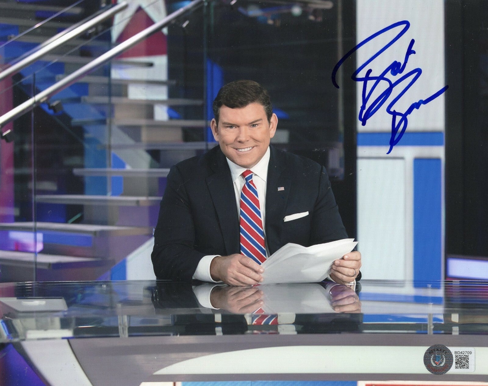 Bret Baier Signed Fox News Special Report 8x10 Photo w/Beckett BAS COA BD42709