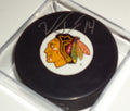 Viktor Tikhonov signed 15-16 Chicago Blackhawks souvenir hockey puck w/coa #14