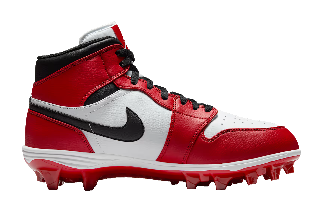 Air Jordan 1 Mid TD Football Cleats Chicago White Red Mens FJ6805-106 Brand New