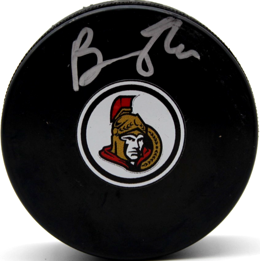 Brady Tkachuk Signed Ottawa Senators Hockey Logo Puck w/Beckett COA BW54129