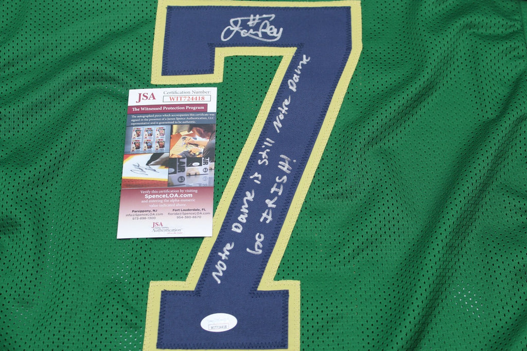 Isaiah Foskey Signed Custom Green Notre Dame Jersey w/JSA COA Witness Proof #3