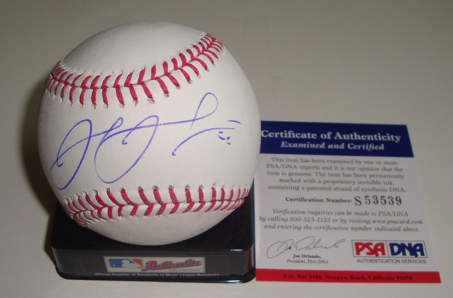 Josh Johnson Signed Baseball w/COA 2012 Miami Marlins Official MLB