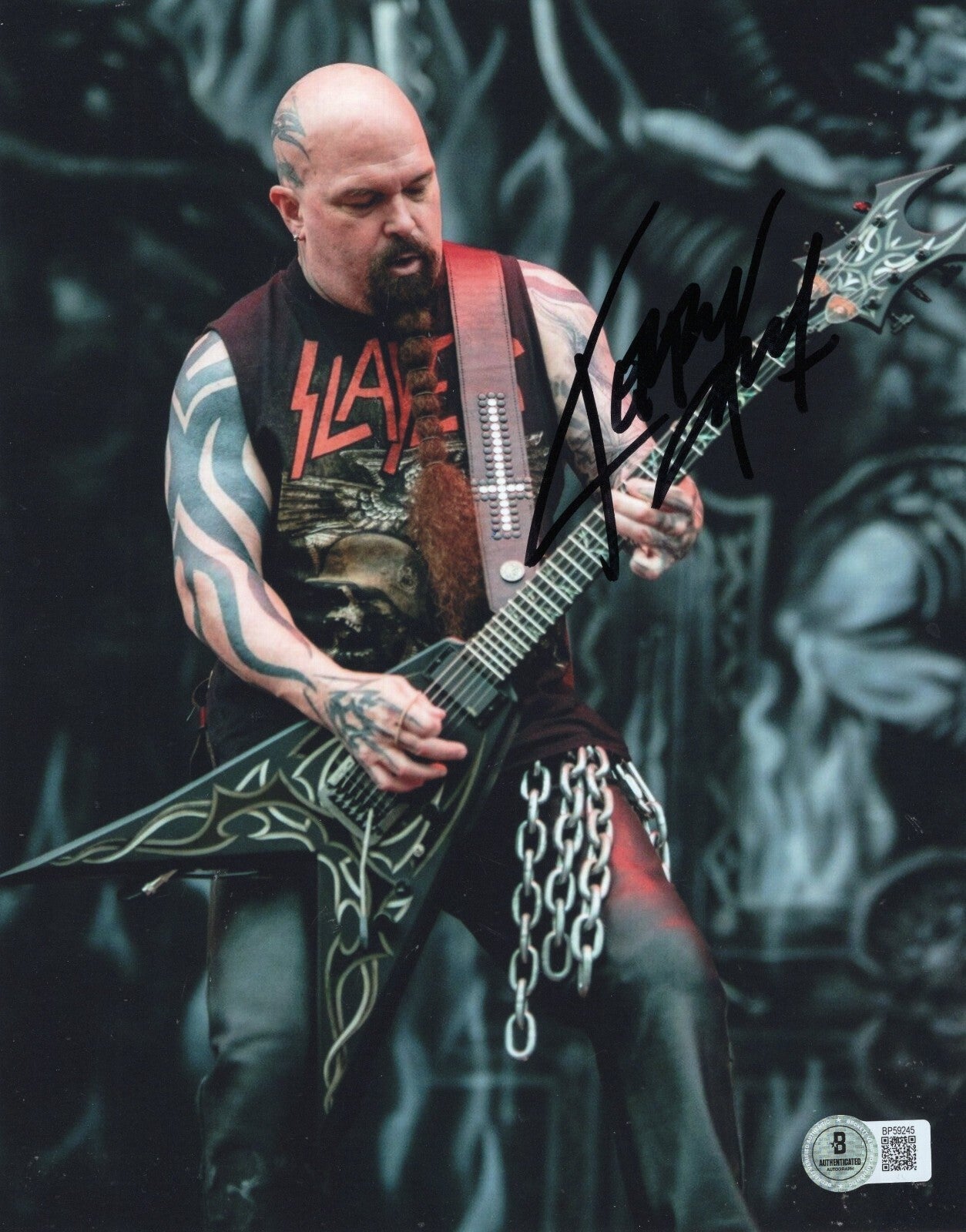 Kerry King Signed Slayer Rock n Roll Thrash 8x10 Photo w/Beckett COA BP59245