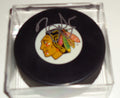 David Runblad signed 2015-16 Chicago Blackhawks souvenir logo hockey puck w/coa