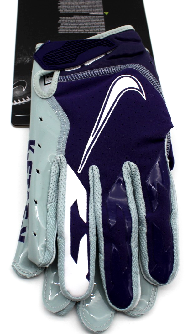 Nike Promo Vapor Jet Football Gloves Kansas State DA2026 Size Medium Purple Gray