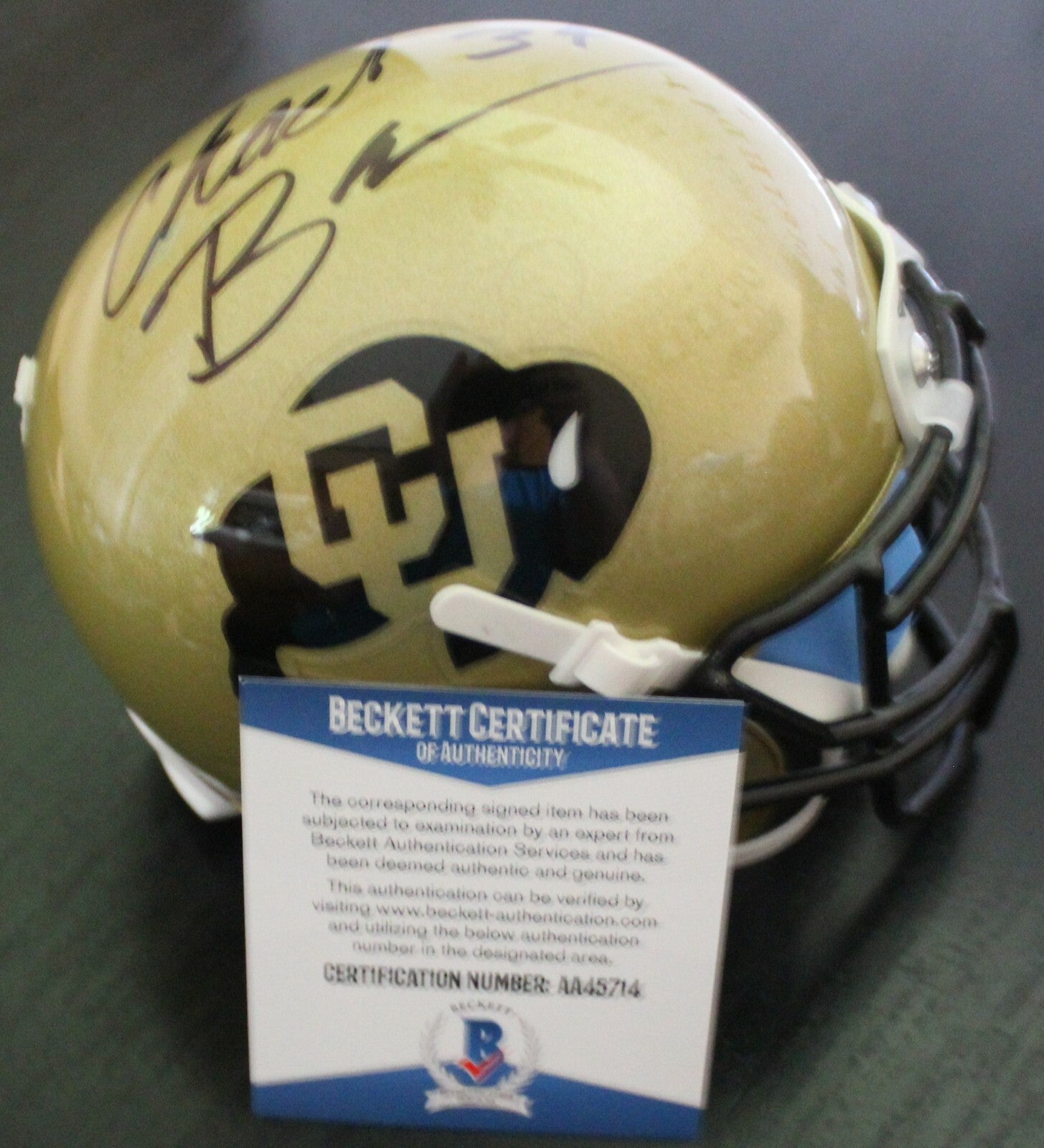 Chad Brown Signed Colorado Buffaloes Mini Helmet w/Beckett COA AA45714 BAS