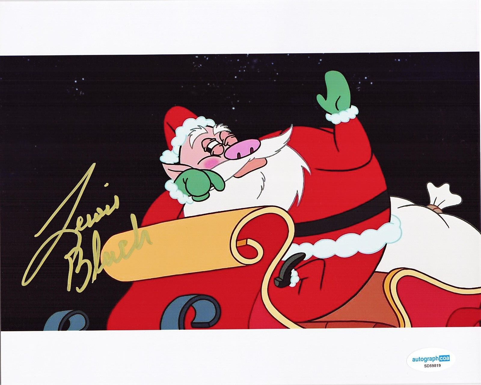 Lewis Black Santa Sponge Bob Squarepants Signed 8x10 Photo w/ACOA SD59819