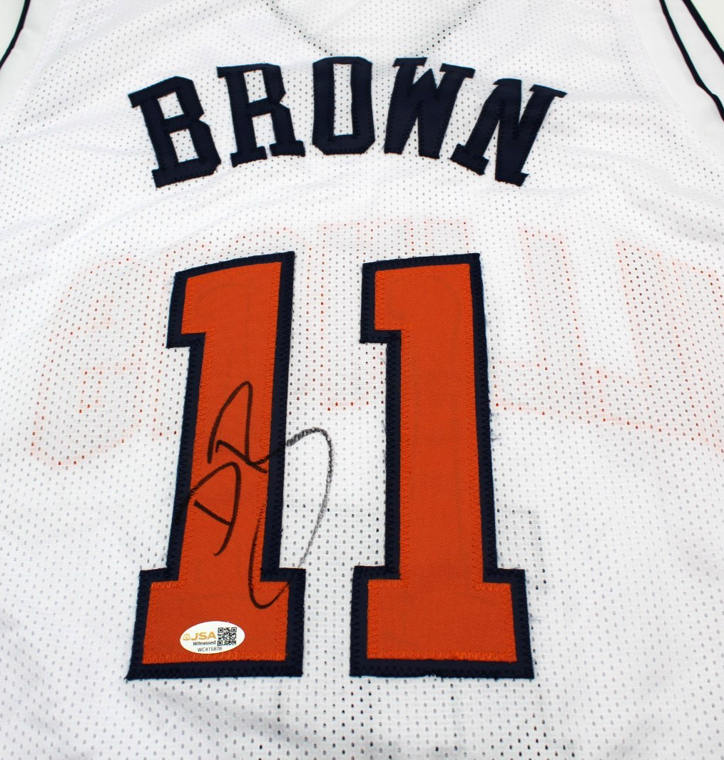 Dee Brown Illinois Fighting Illini Signed White Custom Jersey w/JSA Witness COA