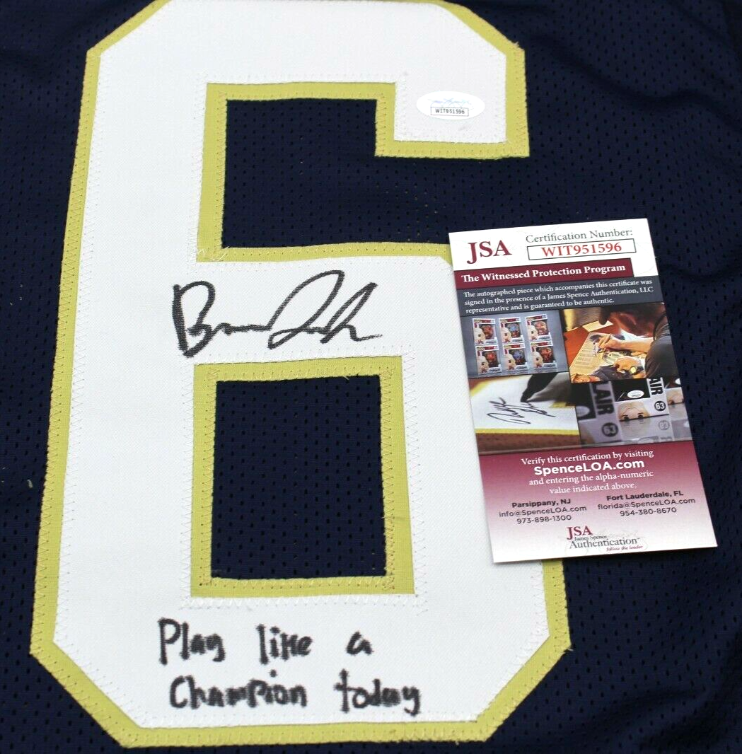 Brandon Joseph Signed Custom Blue Notre Dame Football Jersey w/JSA COA Proof