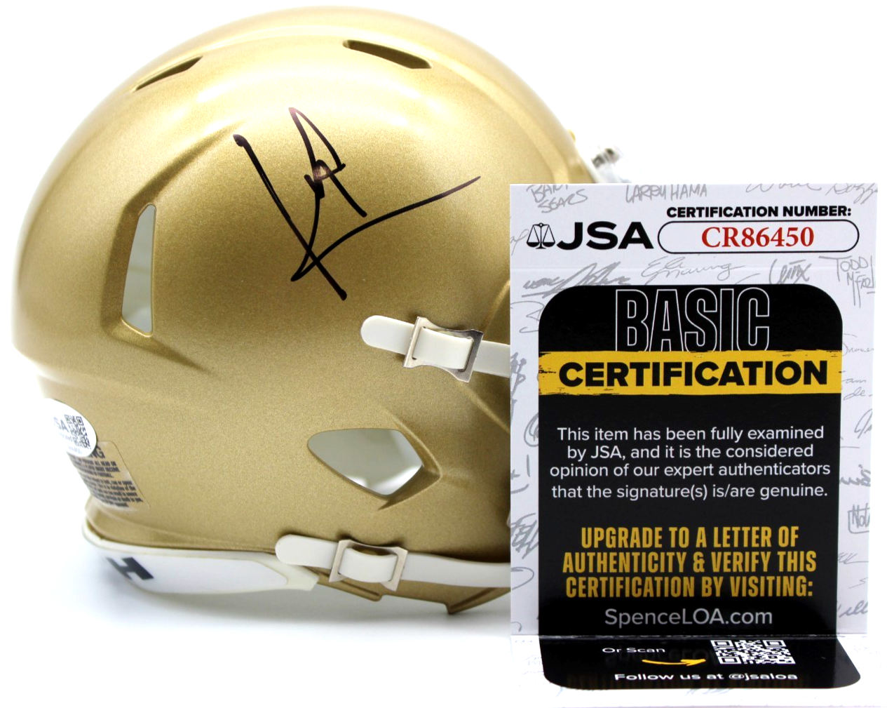 Kyngstonn Villamu-Asa Signed Notre Dame Fighting Irish Mini Helmet w/JSA COA
