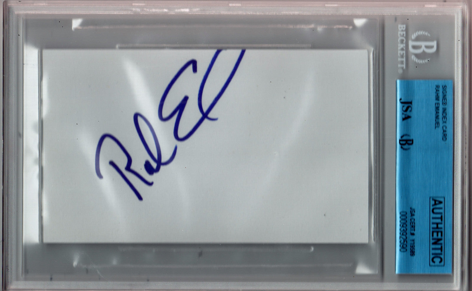 Rahm Emanuel Signed Index Card JSA Authentic Beckett Slabbed Chicago Mayor #3