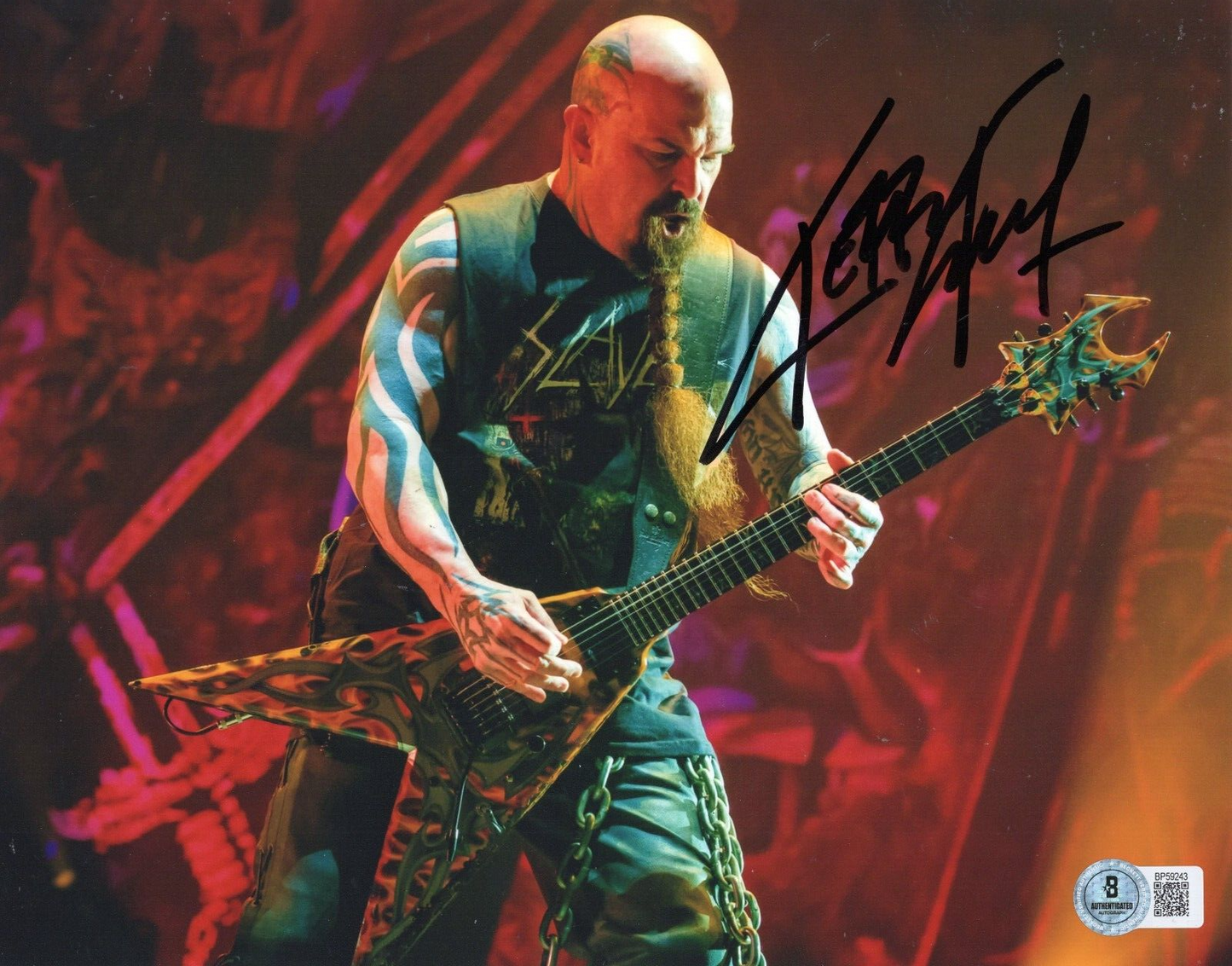 Kerry King Signed Slayer Rock n Roll Thrash 8x10 Photo w/Beckett COA BP59243