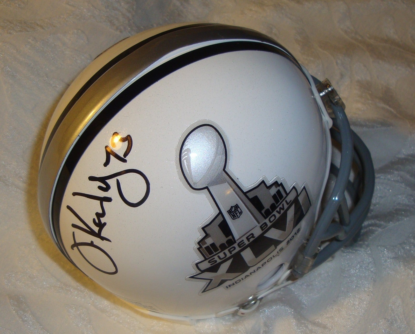 Jimmy Kennedy Signed Super Bowl XLVI Mini Helmet w/COA 46 Giants Patriots