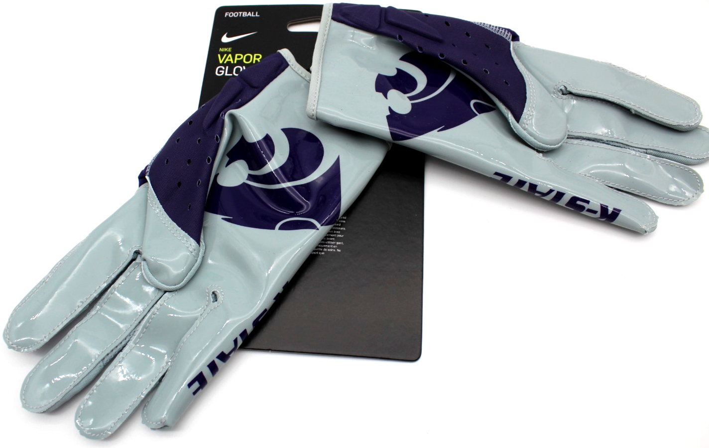 Nike Promo Vapor Jet Football Gloves Kansas State DA2026 Size Medium Purple Gray