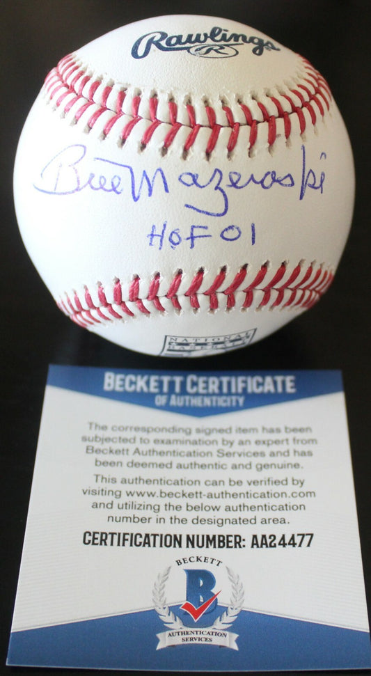 Bill Mazeroski Signed Official Hall of Fame Baseball w/Beckett COA AA24477