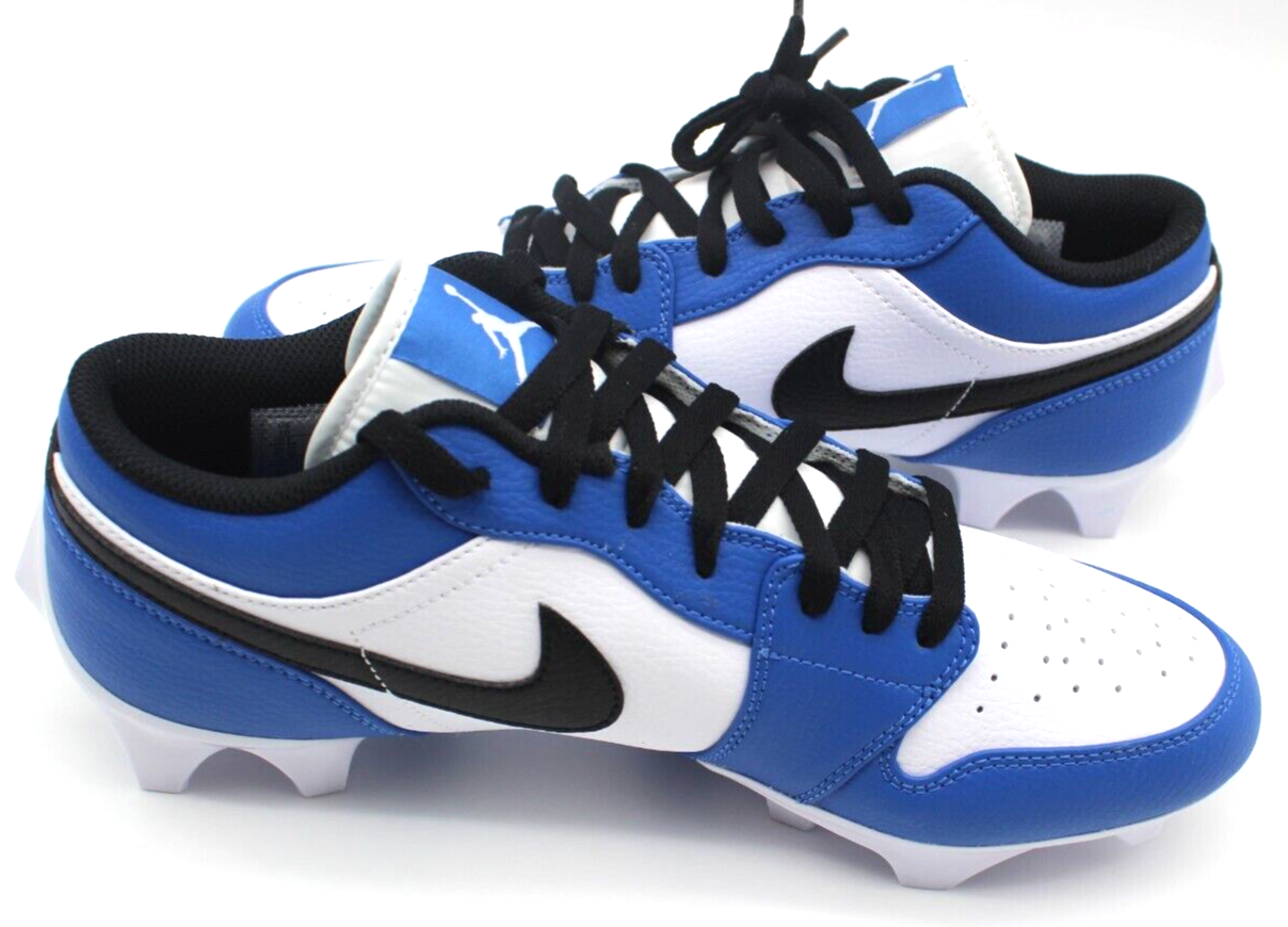 Jordan 1 Football Cleats Low TD Royal Blue Black White FJ6245-104 NEW Size 14