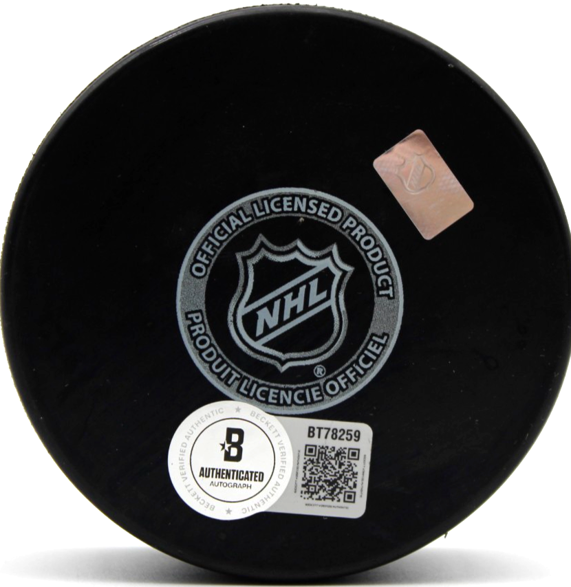 Mason West Signed Chicago Blackhawks Hockey Puck w/Beckett BAS COA BT78259