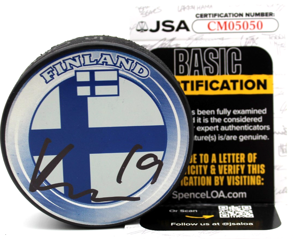 Konsta Helenius Signed Buffalo Sabres Hockey Finland Puck w/JSA COA CM05050