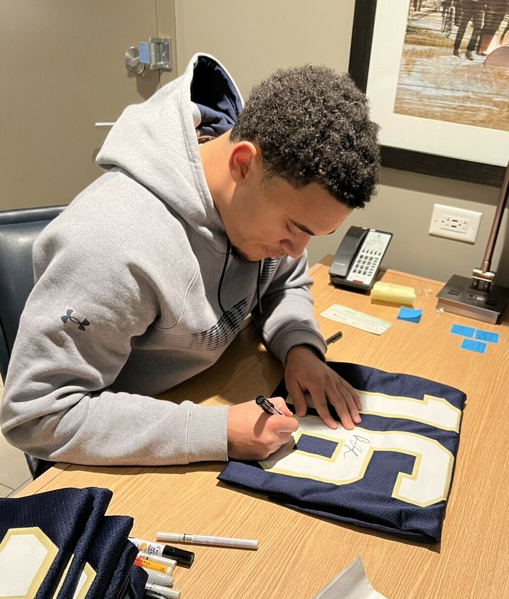 Brandon Joseph Signed Custom Blue Notre Dame Football Jersey w/JSA COA Proof