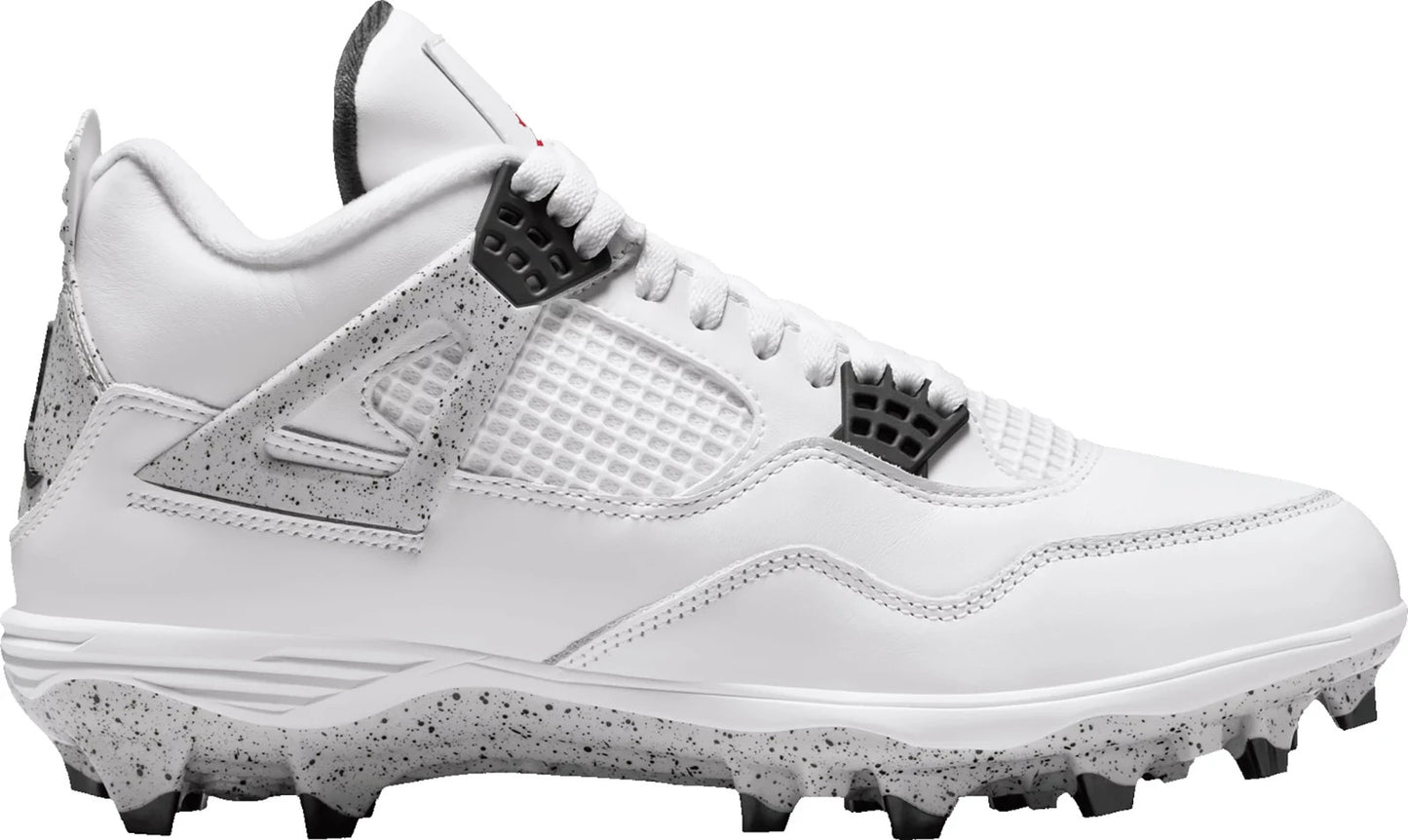 Jordan 4 Retro TD Football Cleats Men Size 16 White Cement Black Grey HQ0207-106