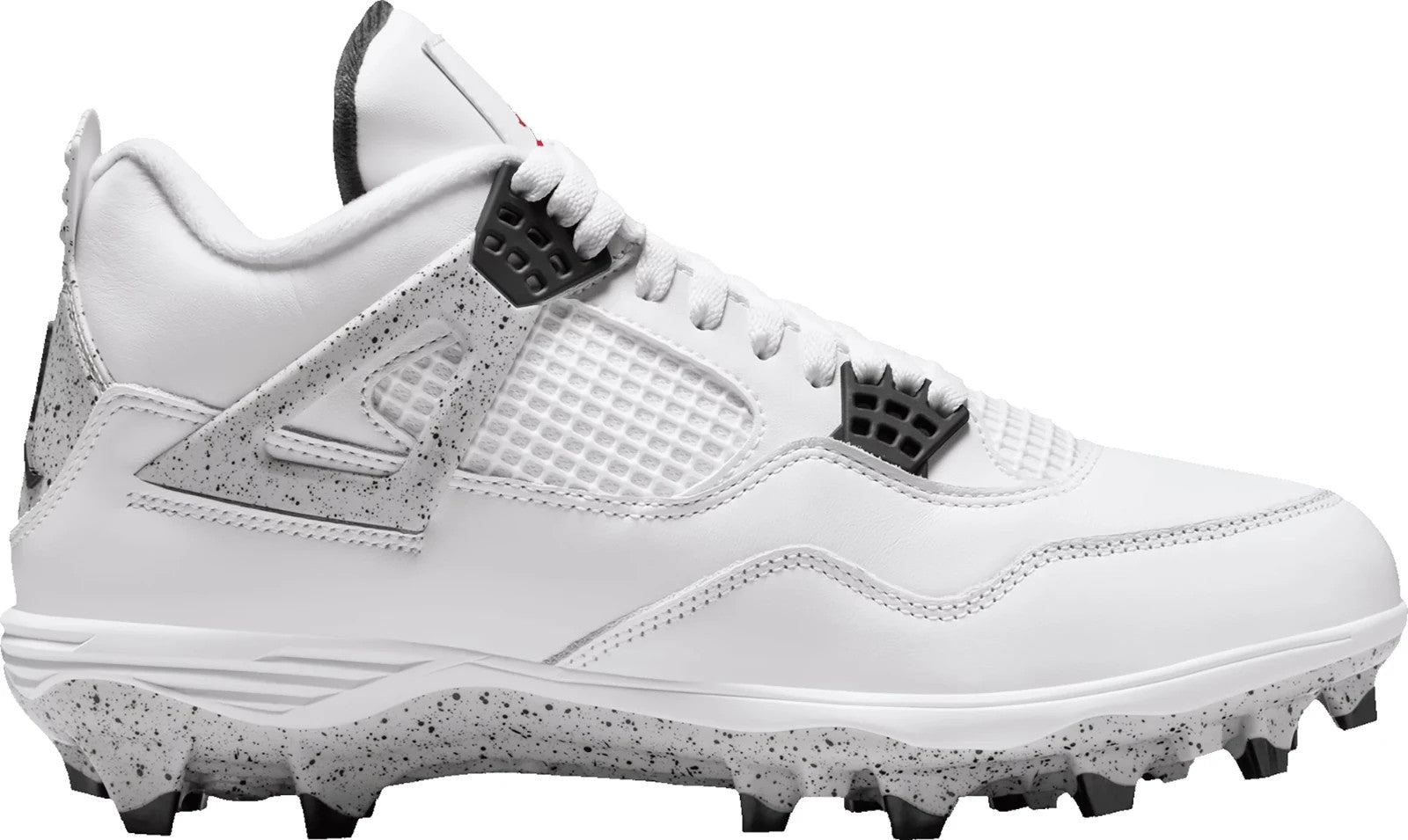 Jordan 4 Retro TD Football Cleats Men Size 16 White Cement Black Grey HQ0207-106
