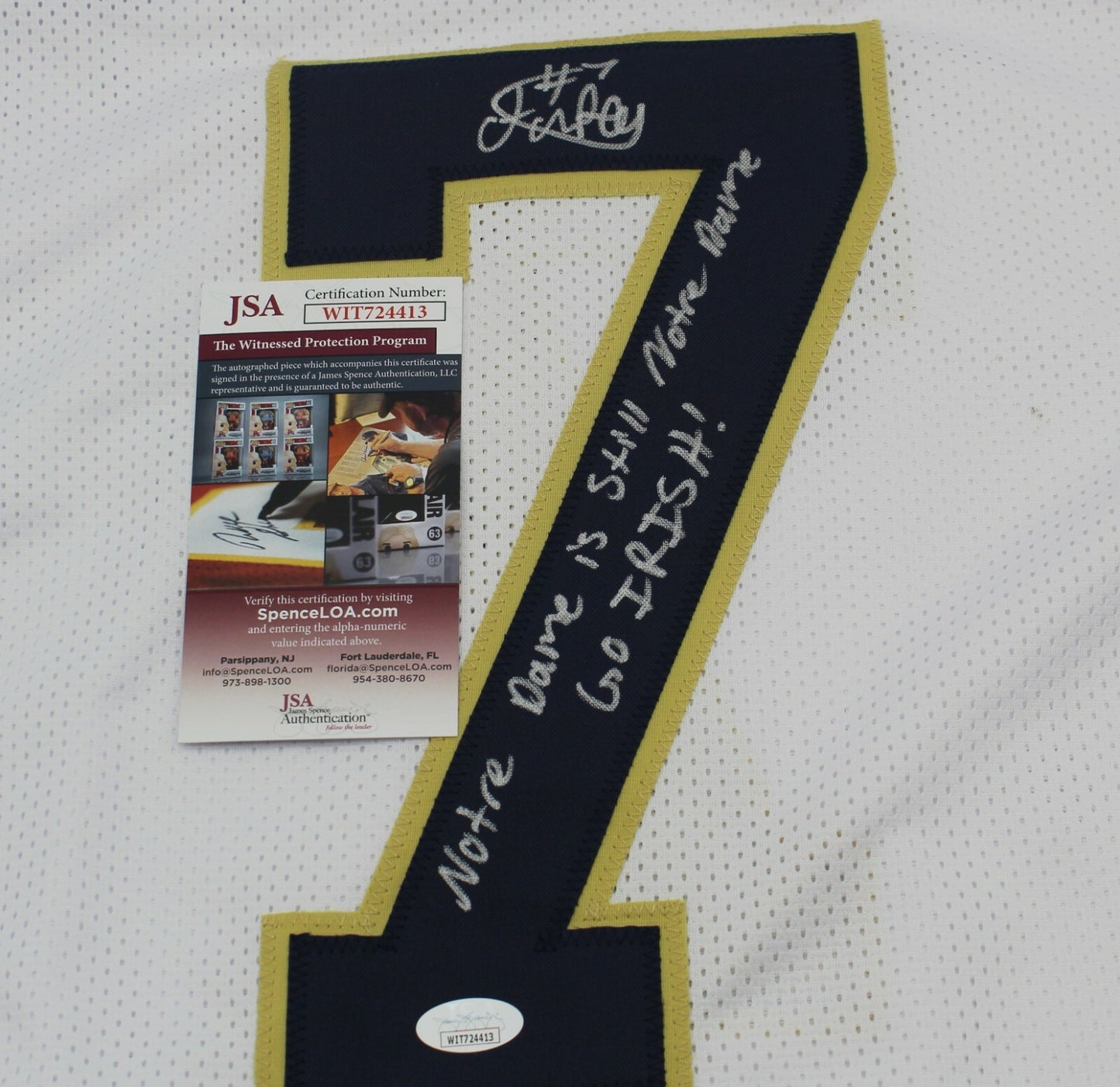Isaiah Foskey Signed Custom White Notre Dame Jersey w/JSA COA Witness Proof