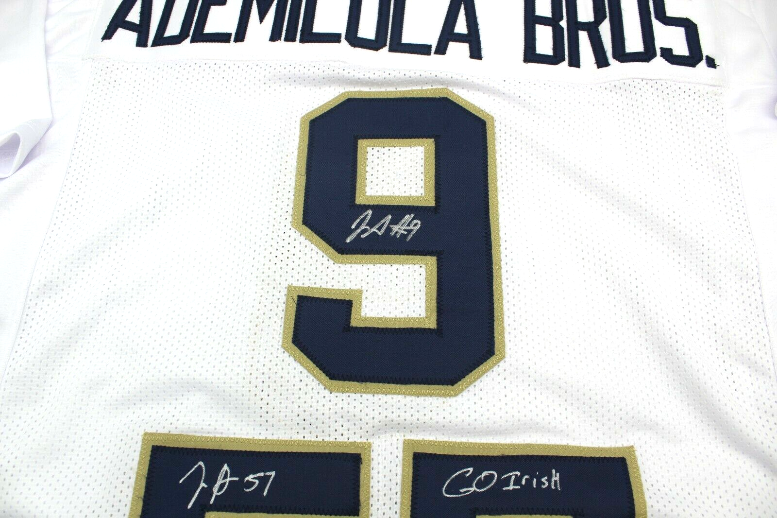 Justin & Jayson Ademilola Dual Signed Custom Notre Dame Jersey w/JSA COA WITNESS