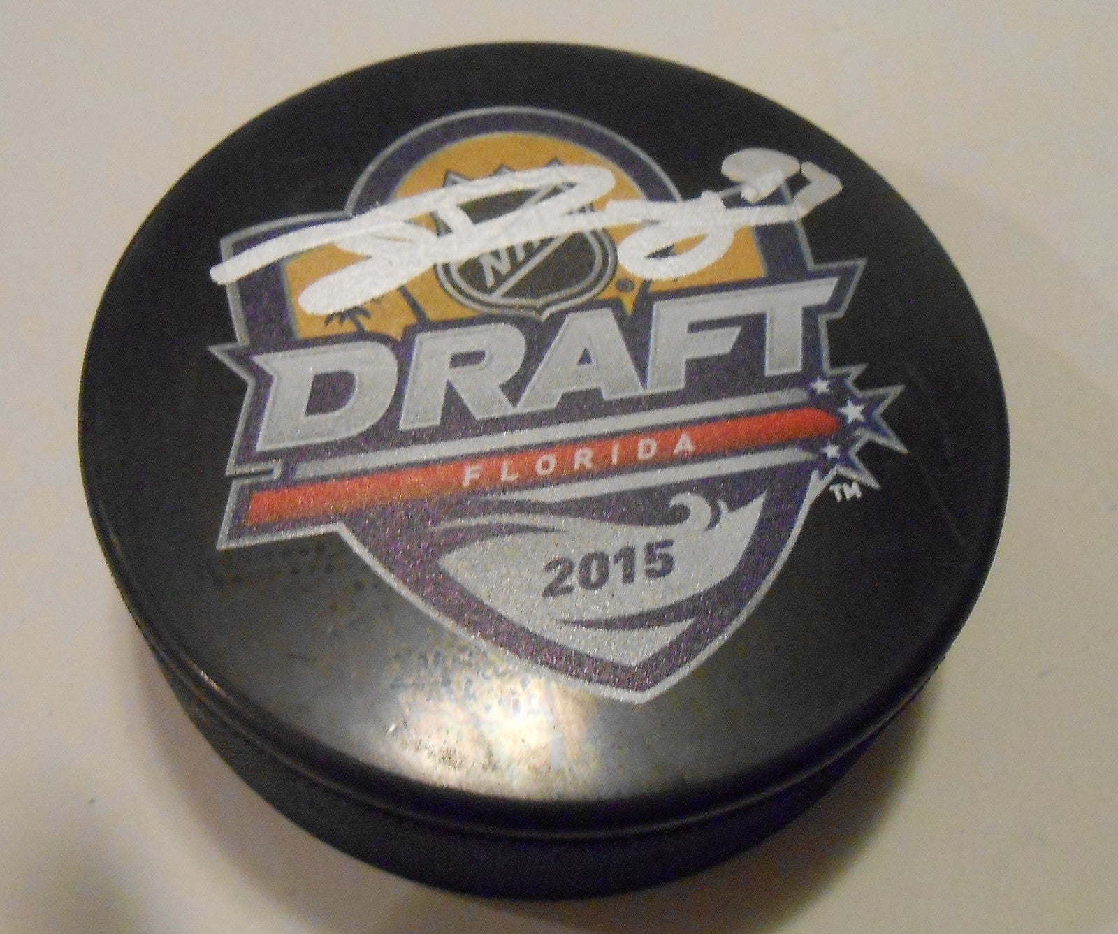 Jeremy Roy Signed 2015 NHL Draft Hockey Puck w/COA San Jose Sharks
