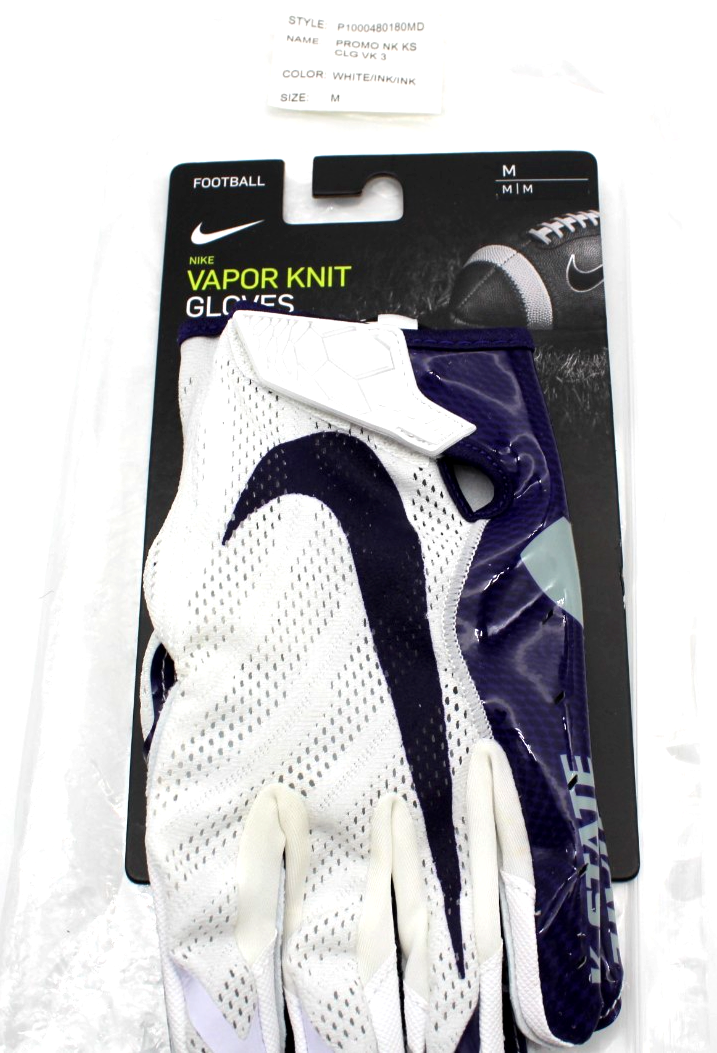 Nike Vapor Jet Magnigrip Football Gloves Kansas State CK0791 Medium White Gray