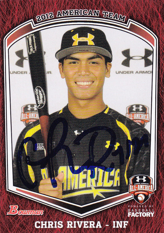 Chris Rivera Signed 2012 Under Armour Baseball Card All American Game Bowman