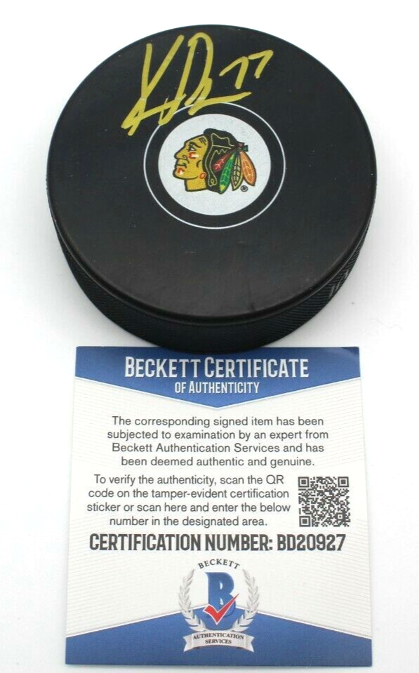 Kirby Dach Signed Chicago Blackhawks Hockey Puck w/Beckett COA BD20927