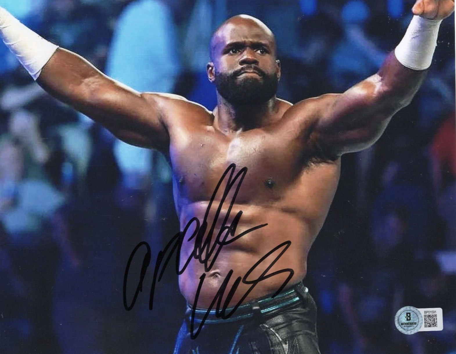 Apollo Crews Wrestling WWE Smackdown NXT Signed 8x10 Photo w/Beckett COA BP01591