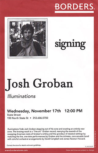 Josh Groban Signed CD W/COA Proof Illuminations