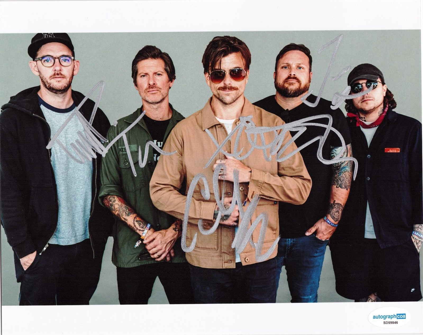 L.S. Dunes Group Signed 8x10 Photo w/ACOA SD59846 Anthony Green Frank Iero