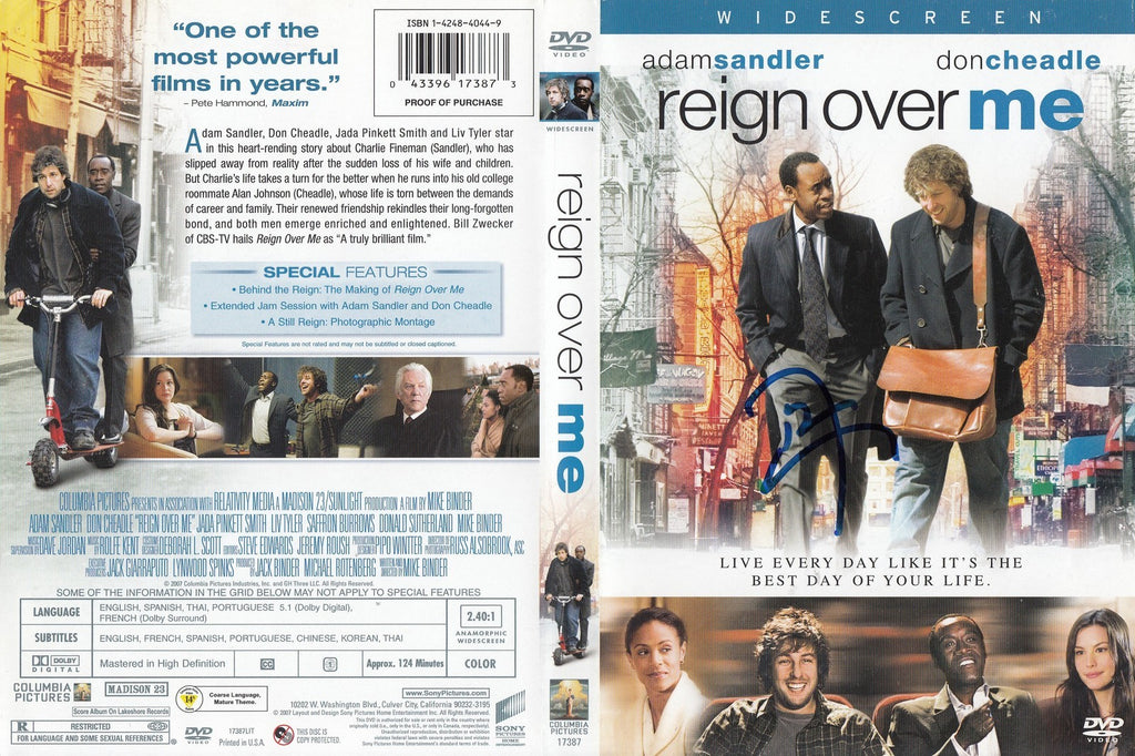Don Cheadle signed Reign Over Me DVD movie cover w/coa Proof