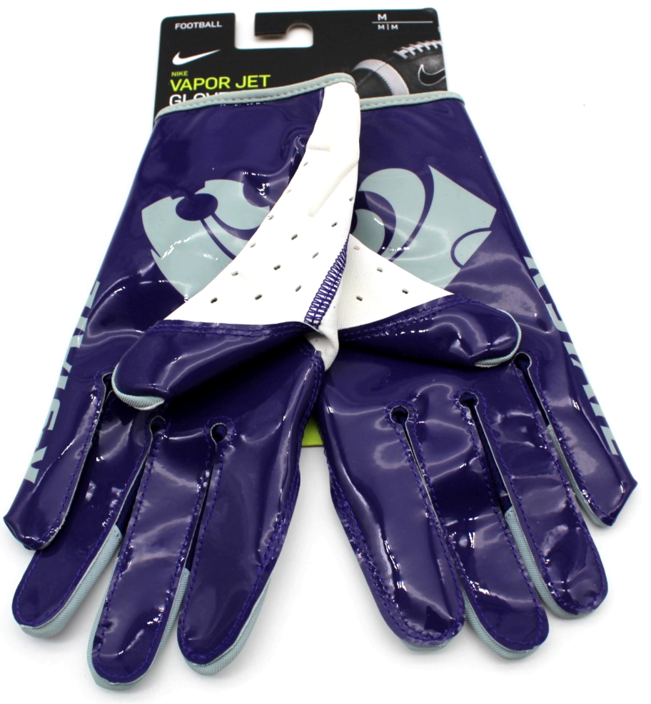 Nike Vapor Jet Football Gloves Kansas State PGF742 Size Medium Purple White Gray