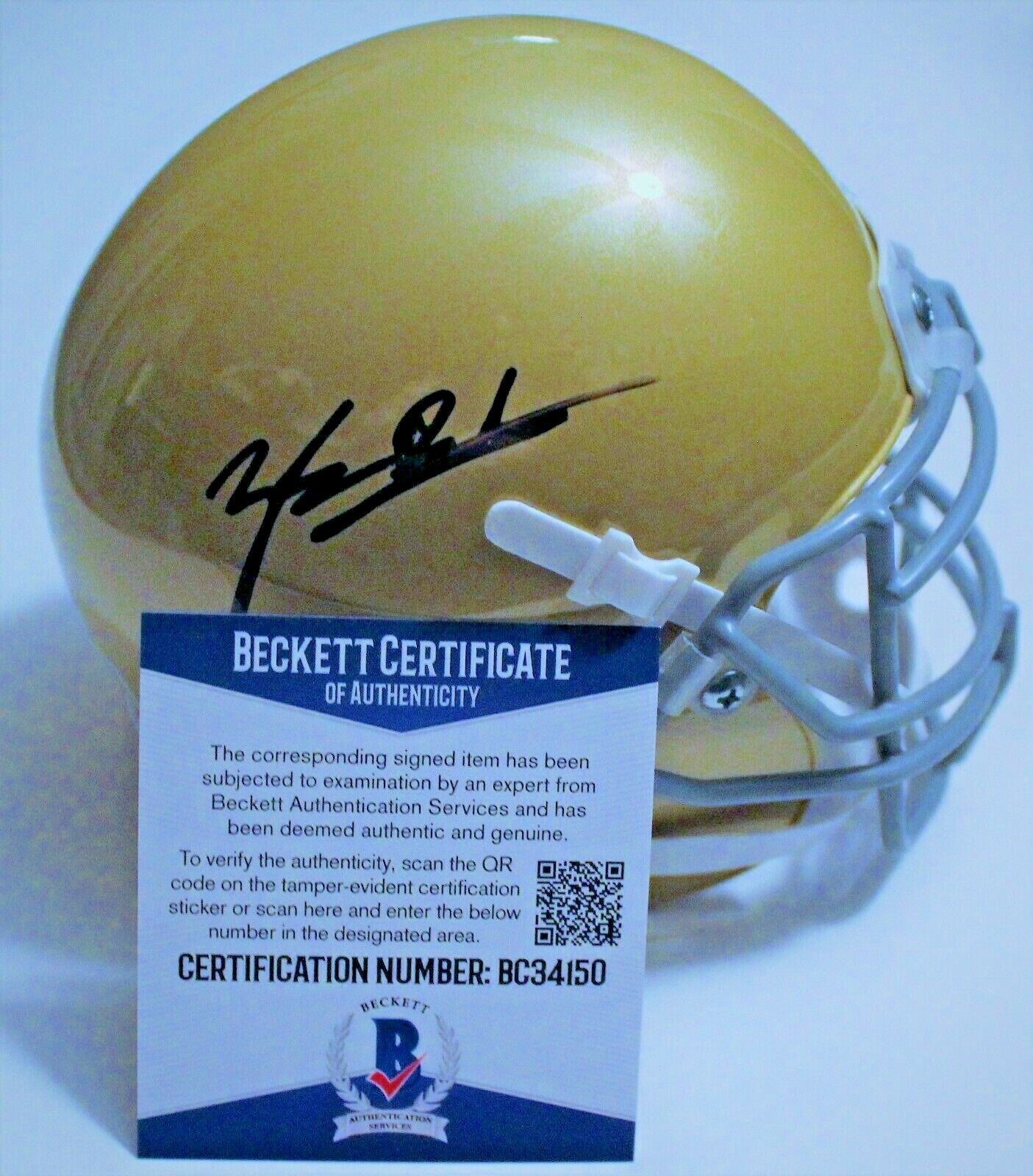Tyler Buchner Signed Notre Dame Fighting Irish Mini Helmet w/Beckett COA BC34150