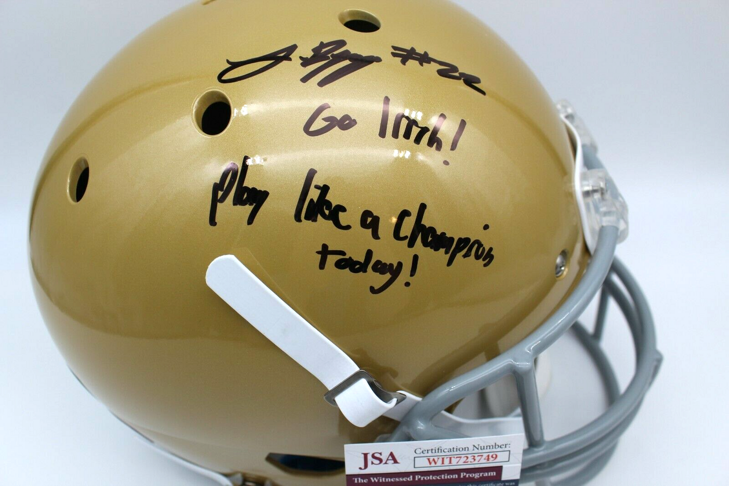 Logan Diggs Signed Notre Dame Fighting Irish Full Size Helmet w/JSA COA F/S #4