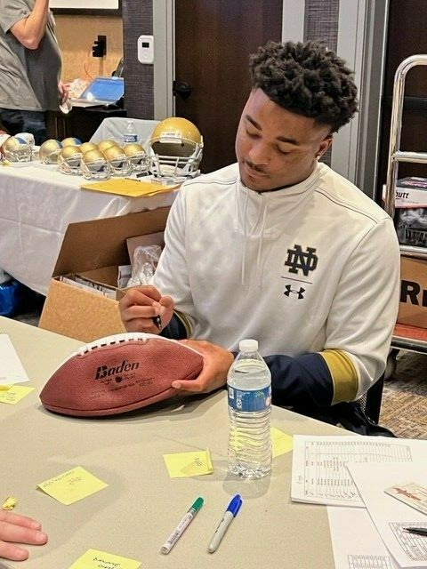 Logan Diggs Signed Notre Dame Fighting Irish Logo Football w/JSA COA Witness #1