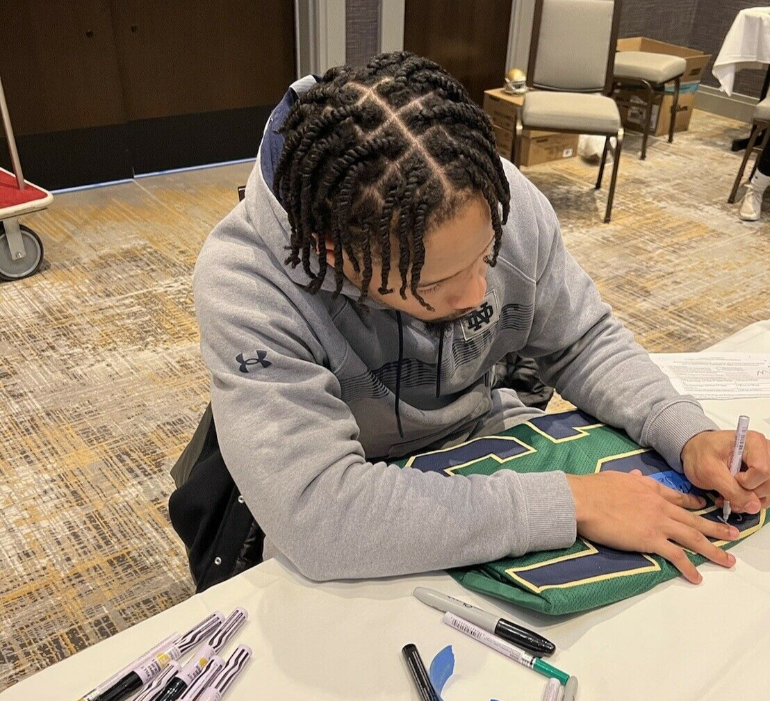 Chris Tyree Signed Custom White Notre Dame Football Jersey w/JSA COA Proof Jet