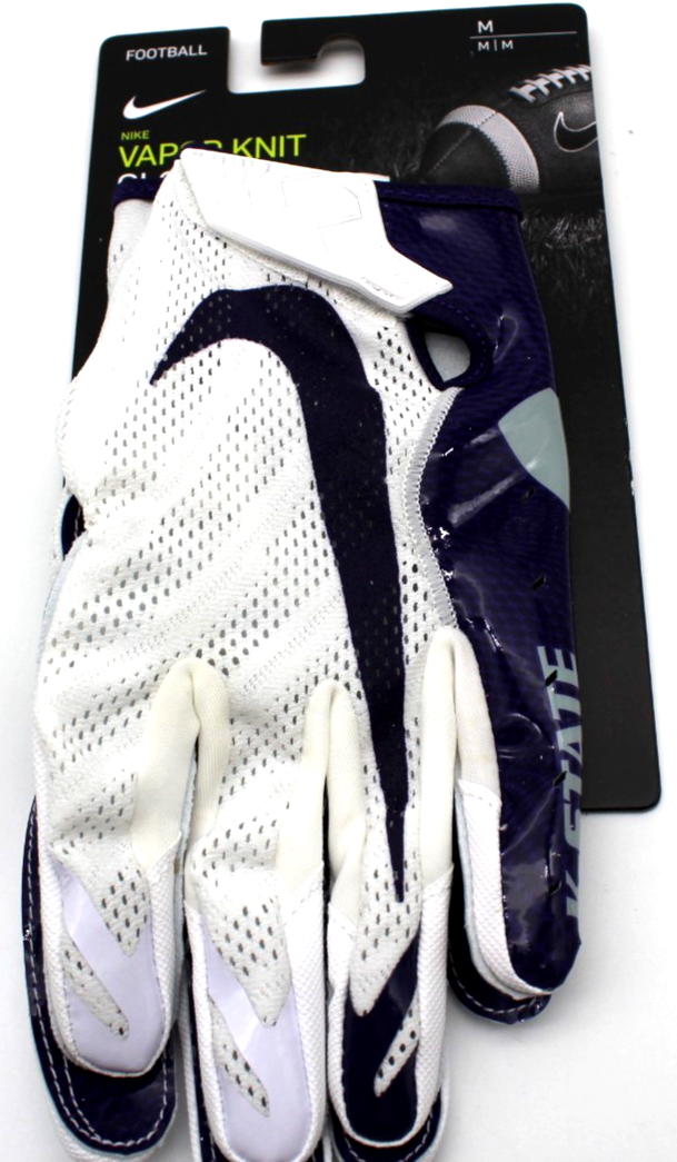 Nike Vapor Jet Magnigrip Football Gloves Kansas State CK0791 Medium White Gray