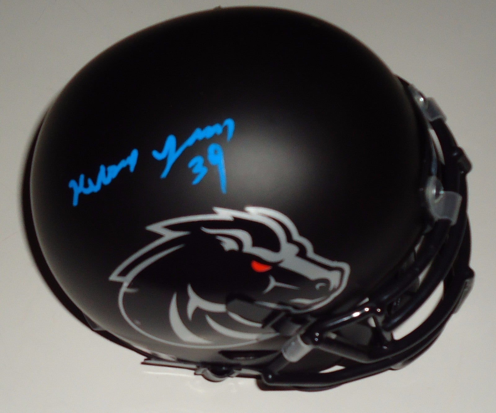 Kelsey Young signed Black Boise State Broncos mini football helmet w/coa C