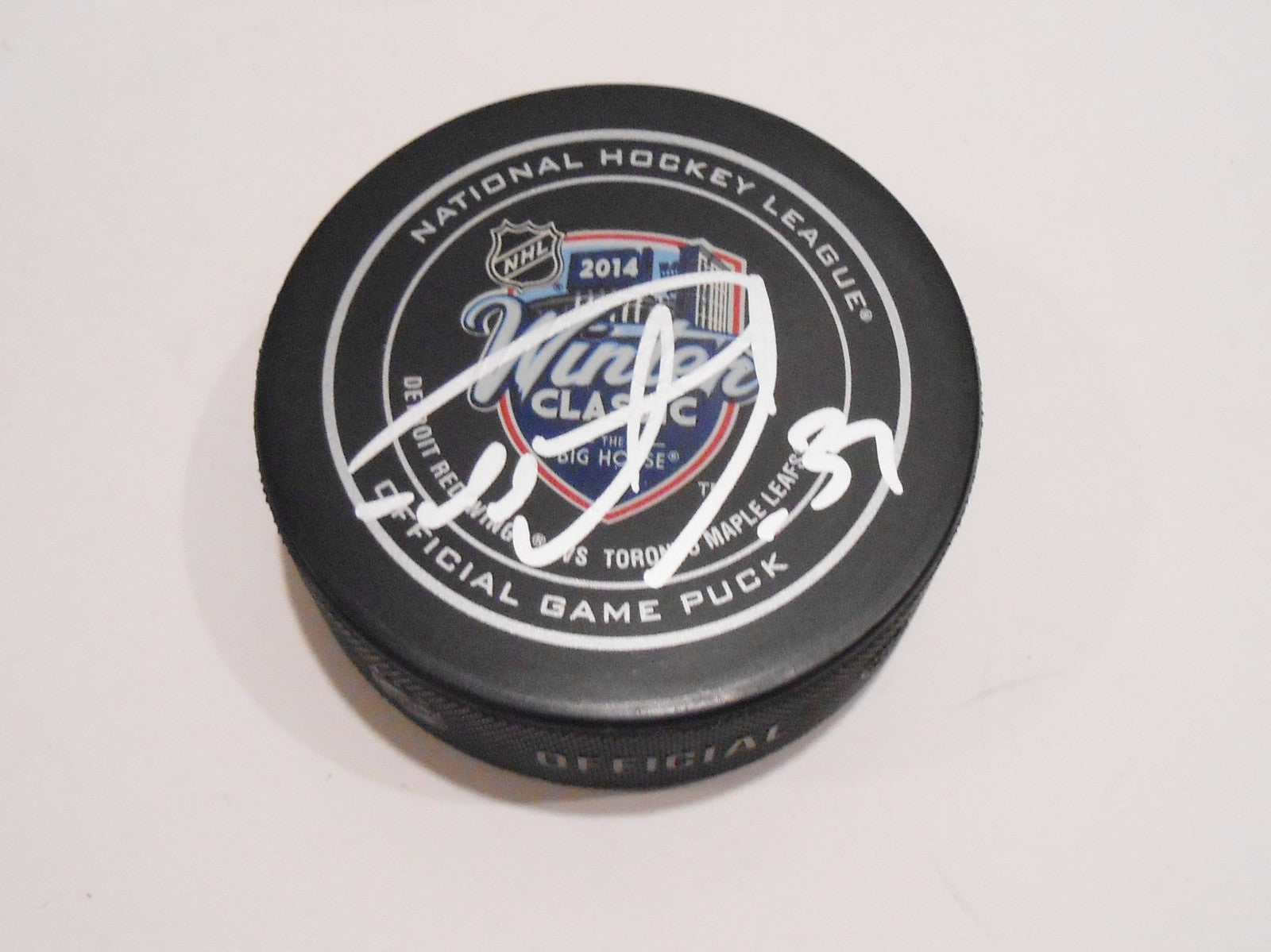 Carter Ashton Signed Winter Classic Puck w/COA 2014 Toronto Maple Leafs