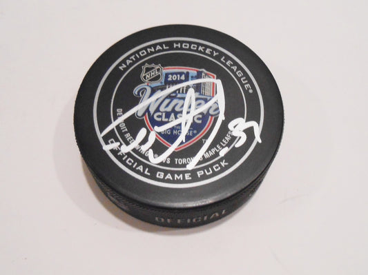 Carter Ashton Signed Winter Classic Puck w/COA 2014 Toronto Maple Leafs