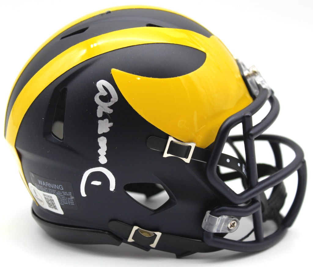 Donovan Edwards Signed Michigan Wolverine Mini Football Helmet w/Beckett BR32638